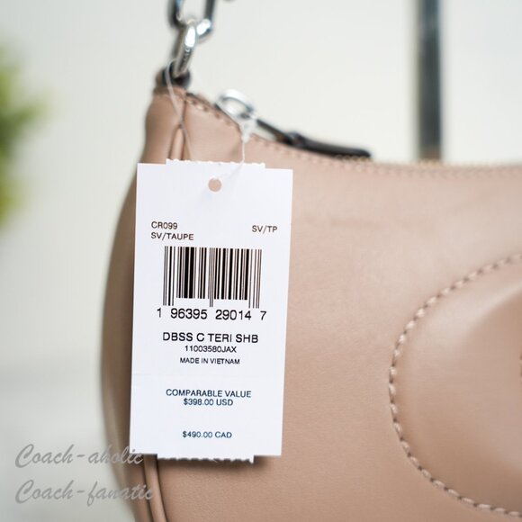 NWT Coach CR099 Teri Smooth Leather Crossbody Bag Purse in Silver/Taupe - Picture 5 of 11